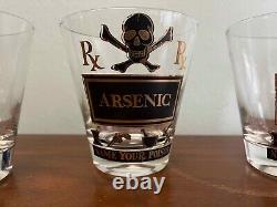 Mid Century Georges Briard Name Your Poison Double Old Fashioned Glasses
