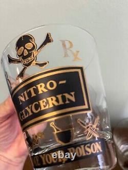 Mid Century Georges Briard Name Your Poison Double Old Fashioned Glasses