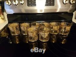 Mid Century Old World Map Double Old Fashioned Low Ball Rock Glasses Set of 8