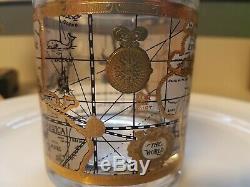 Mid Century Old World Map Double Old Fashioned Low Ball Rock Glasses Set of 8