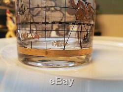 Mid Century Old World Map Double Old Fashioned Low Ball Rock Glasses Set of 8