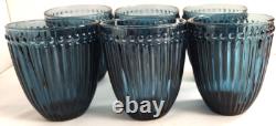 Mikasa Italian Countryside Blue Double Old Fashioned Glasses 10-Ounce Set of 6