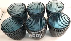 Mikasa Italian Countryside Blue Double Old Fashioned Glasses 10-Ounce Set of 6