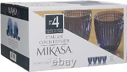 Mikasa Italian Countryside Double Old Fashioned Glass, Blue, 10-Ounce, Set of 4