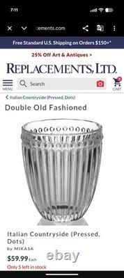 Mikasa Italian Countryside Pressed Dots 4pc Double Old Fashioned Glasses Clear