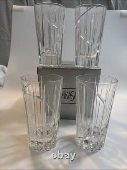 Mikasa Uptown Double Old Fashioned Cut Crystal Highball Glass Germany Lot Of 4