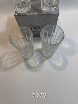 Mikasa Uptown Double Old Fashioned Cut Crystal Highball Glass Germany Lot Of 4