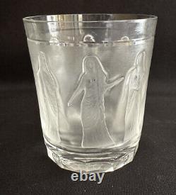 Mint! Signed Lalique Crystal 4 Femmes Double Old Fashioned Whiskey Tumbler