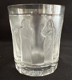 Mint! Signed Lalique Crystal 4 Femmes Double Old Fashioned Whiskey Tumbler