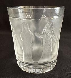 Mint! Signed Lalique Crystal 4 Femmes Double Old Fashioned Whiskey Tumbler