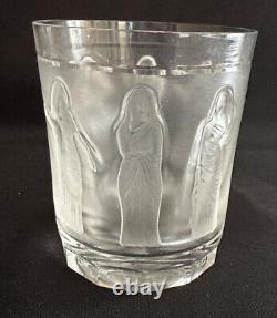 Mint! Signed Lalique Crystal 4 Femmes Double Old Fashioned Whiskey Tumbler