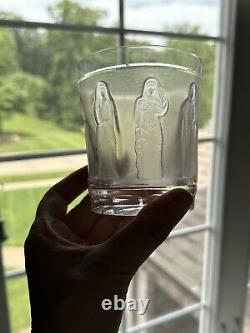 Mint! Signed Lalique Crystal 4 Femmes Double Old Fashioned Whiskey Tumbler