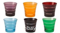 Mixed Color Whiskey Glass Set Mouth-Blown Double Old Fashioned Glasses 6