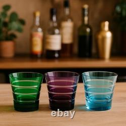 Mixed Color Whiskey Glass Set Mouth-Blown Double Old Fashioned Glasses 6