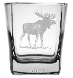 Moose 9.25 oz. Etched Double Old Fashioned Glass Sets