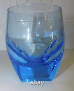 Moser Bar Double Old-Fashioned Glass, 7.3 oz. AQUAMARINE Blue 4 MINT