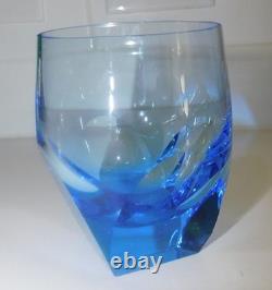 Moser Bar Double Old-Fashioned Glass, 7.3 oz. AQUAMARINE Blue 4 MINT