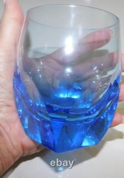 Moser Bar Double Old-Fashioned Glass, 7.3 oz. AQUAMARINE Blue 4 MINT