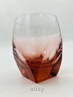 Moser Bar Double Old Fashioned Glass Pink 4 1/2 Tall Signed