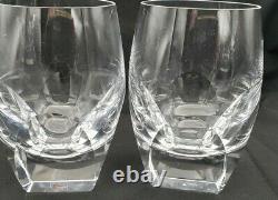 Moser Crystal Bar Ice Bottom Double Old Fashioned Rocks Whiskey Glasses Set of 2