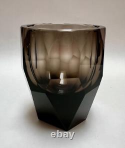 Moser Crystal Cubism Double Old-Fashioned Glass, Smoke