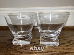 Moser Crystal Lancelot Double Old Fashioned DOF Whiskey Footed Glasses Set 2 New