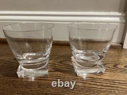 Moser Crystal Lancelot Double Old Fashioned DOF Whiskey Footed Glasses Set 2 New
