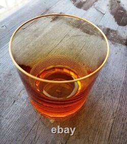 Moser Crystal Royal 24K GoldRimmed Double Old Fashioned Tumbler Topaz NEW SEALED