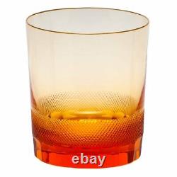 Moser Crystal Royal 24K GoldRimmed Double Old Fashioned Tumbler Topaz NEW SEALED