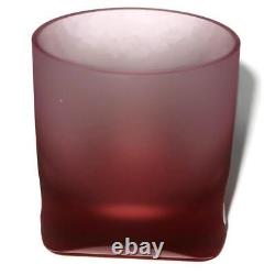 Moser Crystal TIPSY Frosted Double Old Fashioned, Round Base, ROSALIN Red