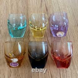 Moser Double Old Fashioned Tumbler Cut Glass 6 color set H1.9×1.4