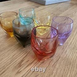 Moser Double Old Fashioned Tumbler Cut Glass 6 color set H1.9×1.4