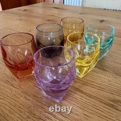 Moser Double Old Fashioned Tumbler Cut Glass 6 color set H1.9×1.4