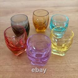 Moser Double Old Fashioned Tumbler Cut Glass 6 color set H1.9×1.4