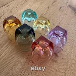 Moser Double Old Fashioned Tumbler Cut Glass 6 color set H1.9×1.4