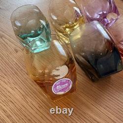 Moser Double Old Fashioned Tumbler Cut Glass 6 color set H1.9×1.4