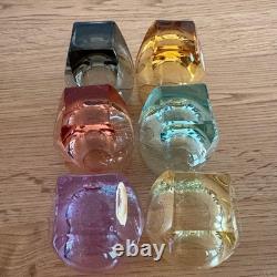 Moser Double Old Fashioned Tumbler Cut Glass 6 color set H1.9×1.4