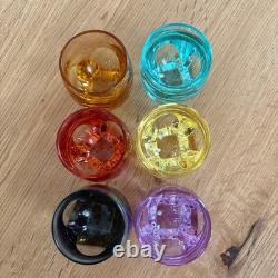 Moser Double Old Fashioned Tumbler Cut Glass 6 color set H1.9×1.4