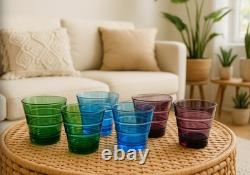 Multicolor Whiskey Glasses Double Old Fashioned (Deshoulières) Set of 6 NWT