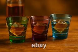 Multicolor Whiskey Glasses Double Old Fashioned (Deshoulières) Set of 6 NWT