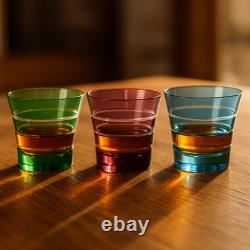 Multicolor Whiskey Glasses Double Old Fashioned (Deshoulières) Set of 6 NWT