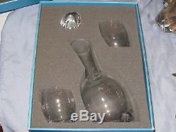 NAMBE Crystal Tilt Pattern Decanter+2 Double Old Fashioned/Whiskey Glasses MIB