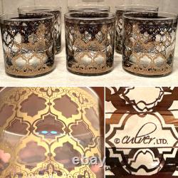 NEW 6 Vintage CULVER GLASS 22K Gold Accent Double Old-Fashioned Lowball Tumblers