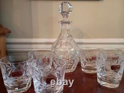 NEW! Gorham Crystal Spring Meadow Decanter & 6 Double Old Fashioned Glasses