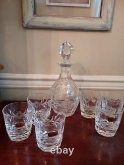 NEW! Gorham Crystal Spring Meadow Decanter & 6 Double Old Fashioned Glasses
