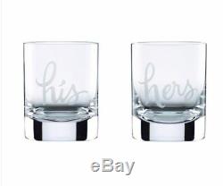 NEW Kate Spade New York Two of a Kind His/Hers Double Old Fashioned Glasses Pair