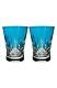 NEW Lismore Pops Set of 2 Aqua Crystal Double Old Fashioned Glasses