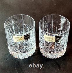 NEW MIKASA ARCTIC LIGHTS DBL OLD FASHIONED GLASSES, Cut Crystal, 3 7/8, 2PCS
