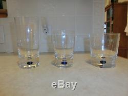 NEW Orrefors INTERMEZZO BLUE DOF Double Old Fashioned GLASSES LOT RARE Pitcher