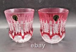 NEW RARE WATERFORD NOW CRYSTALS Red Ruby DOUBLE OLD FASHIONED GLASSES 2